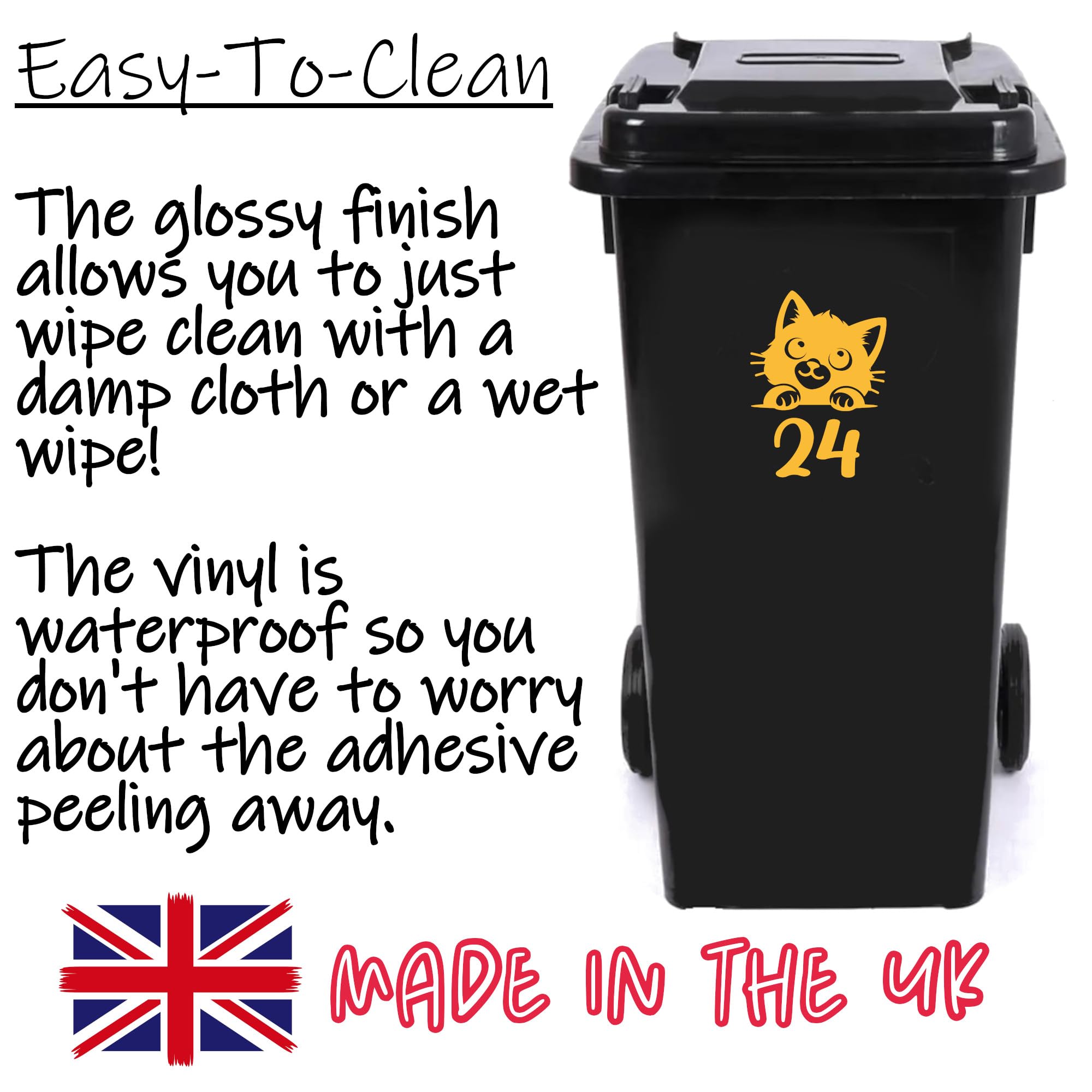 3 Pack Cute Cat Peering Number Sticker