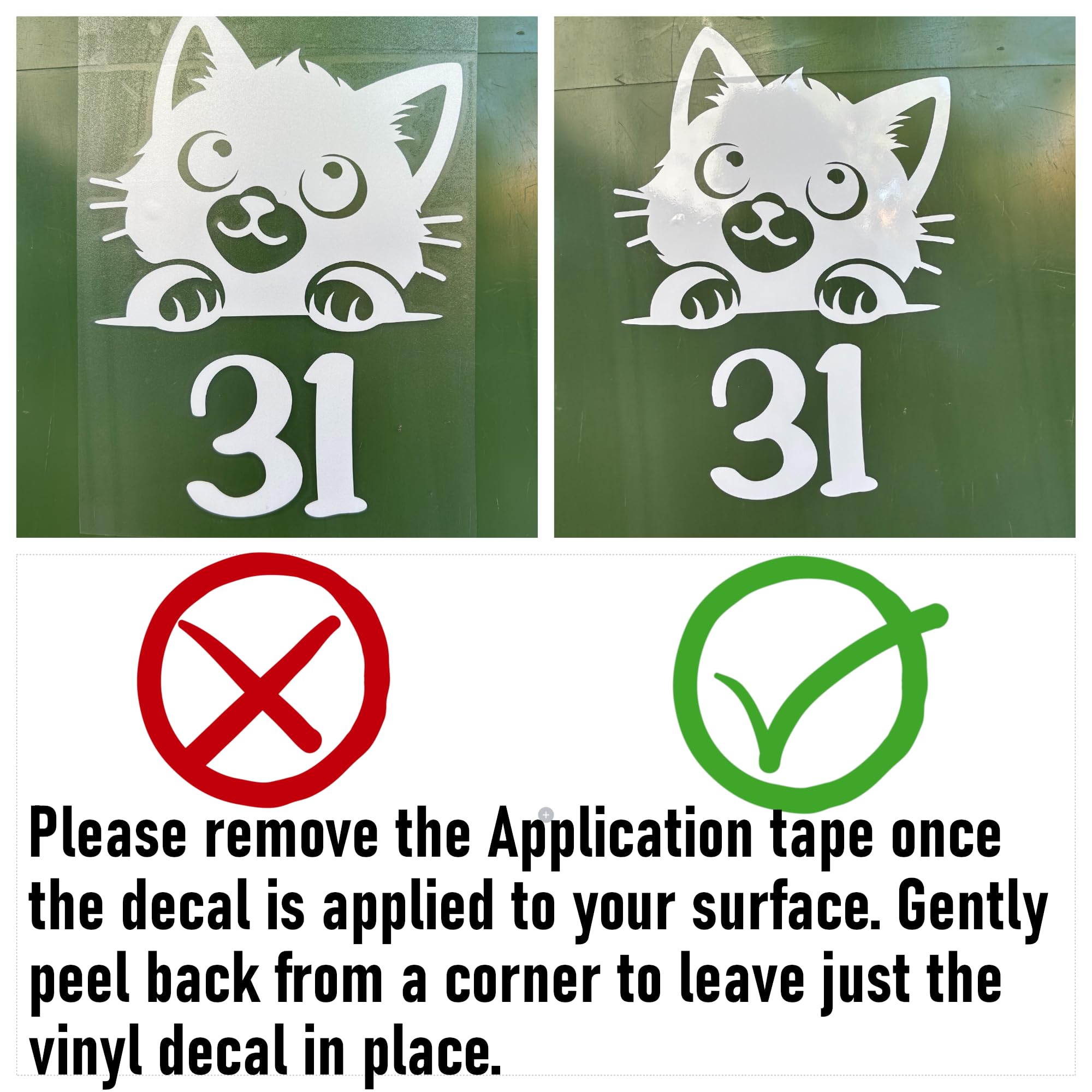 3 Pack Cute Cat Peering Number Sticker