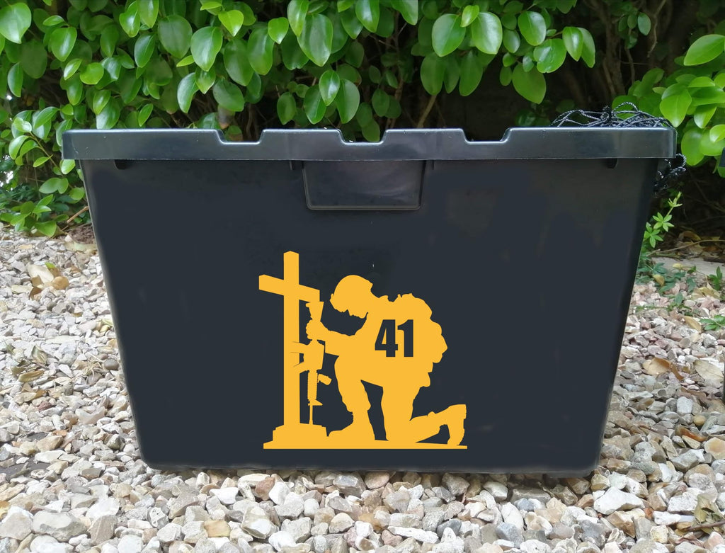 Pack of 4 Soldier Kneeling Number Waterproof Sticker
