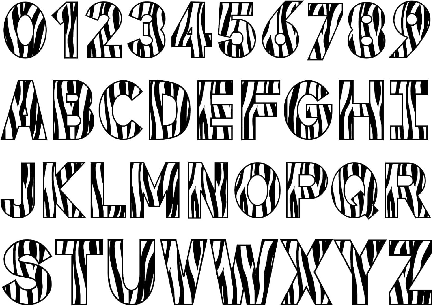 Zebra Stripes Font Number Stickers