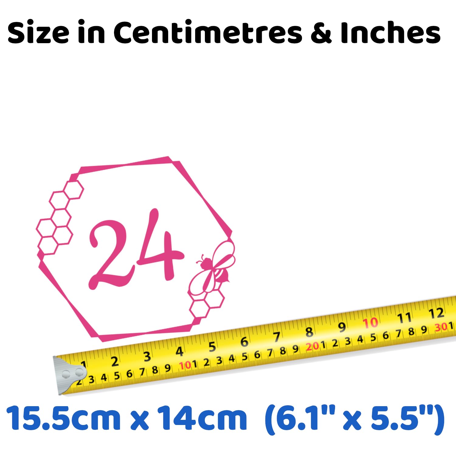 Pack of 4 Cute Honey Bee Hexagon Number Sticker