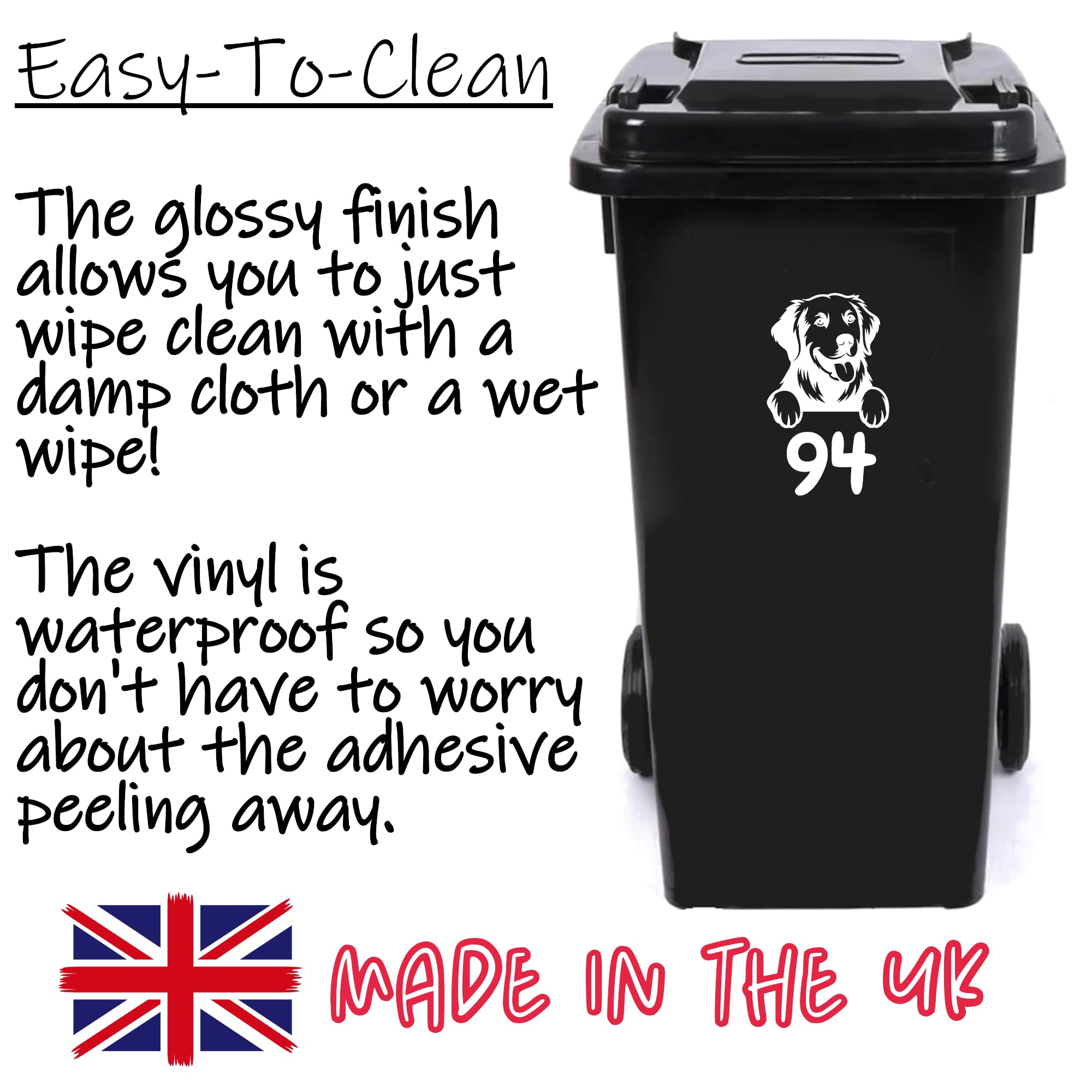 Pack of 3 Pet Dog Golden Retriever Wheelie Bin Stickers