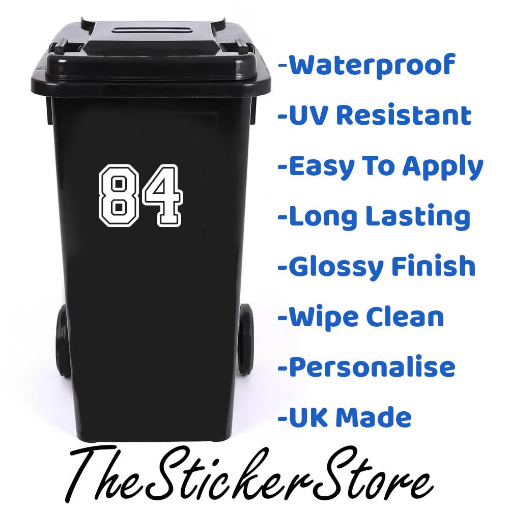 Sports Jersey Wheelie Bin Number Stickers