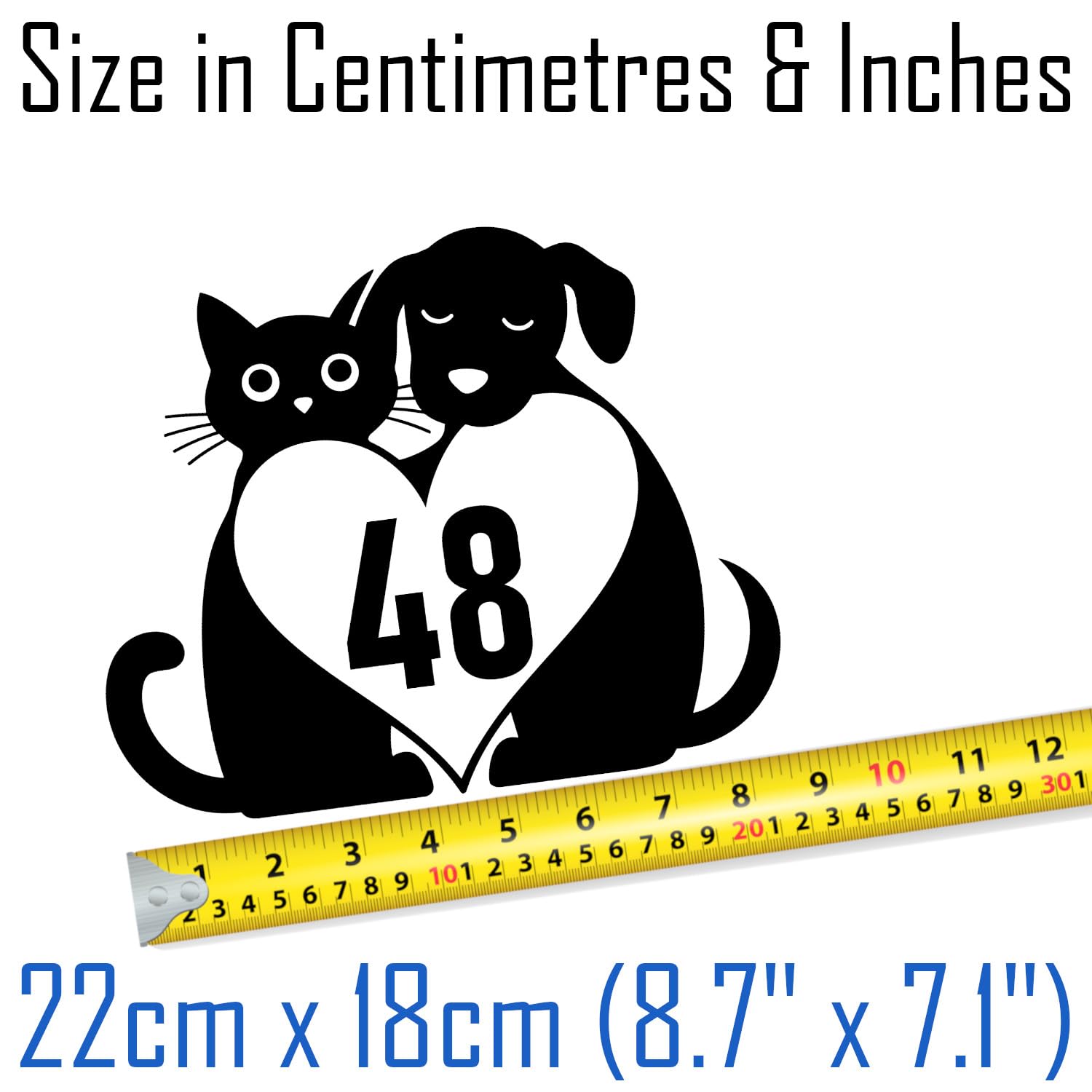 Multi Pack Cat and Dog Love Heart House Number Stickers