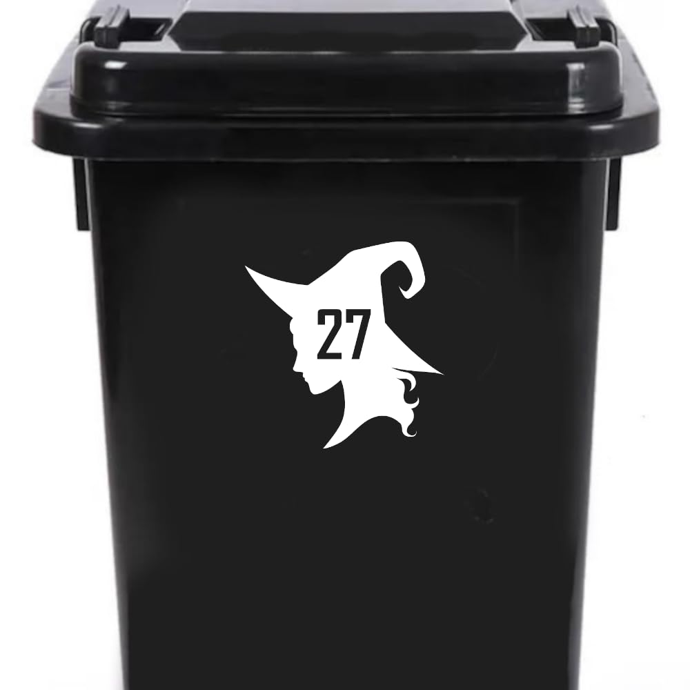 Multi Pack Witch Face Silhouette Wheelie Bin Number Sticker