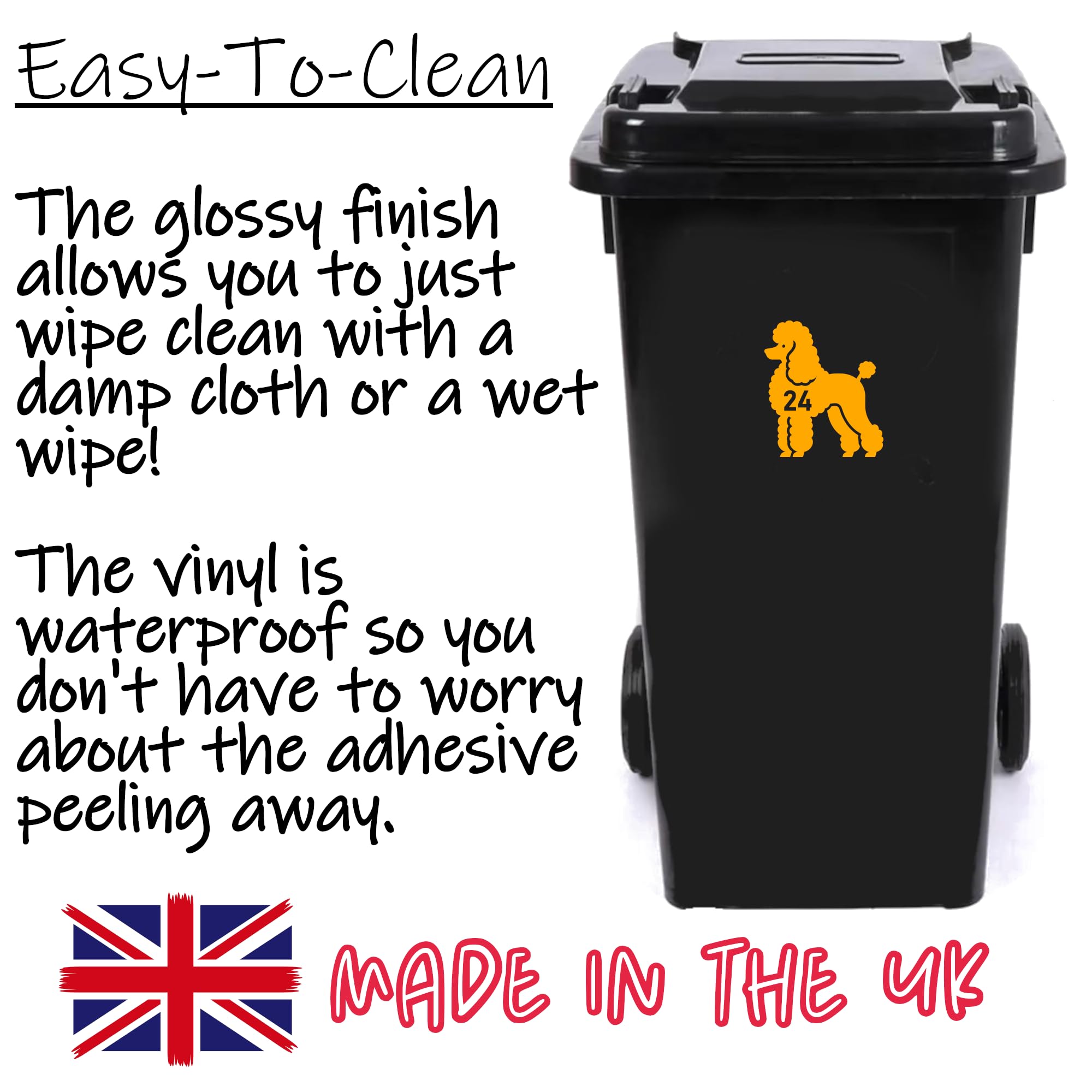 Multi Pack Pet Dog Poodle Wheelie Bin Stickers