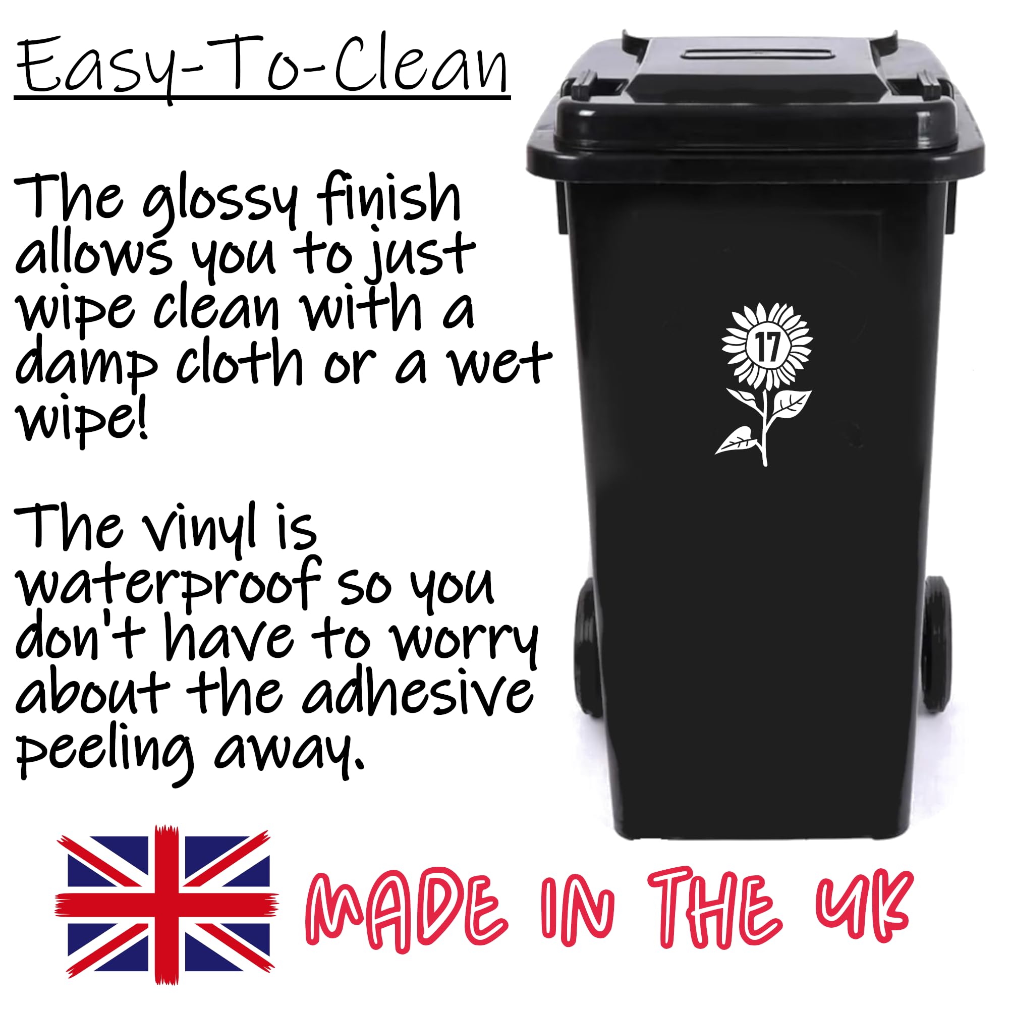 Pack of 4 Cute Sunflower Wheelie Bin Stickers