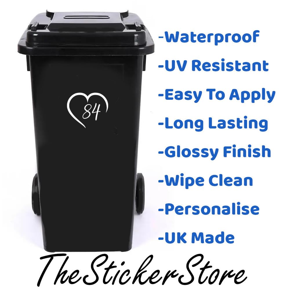 Pack of 4 Love Heart Silhouette Wheelie Bin Stickers