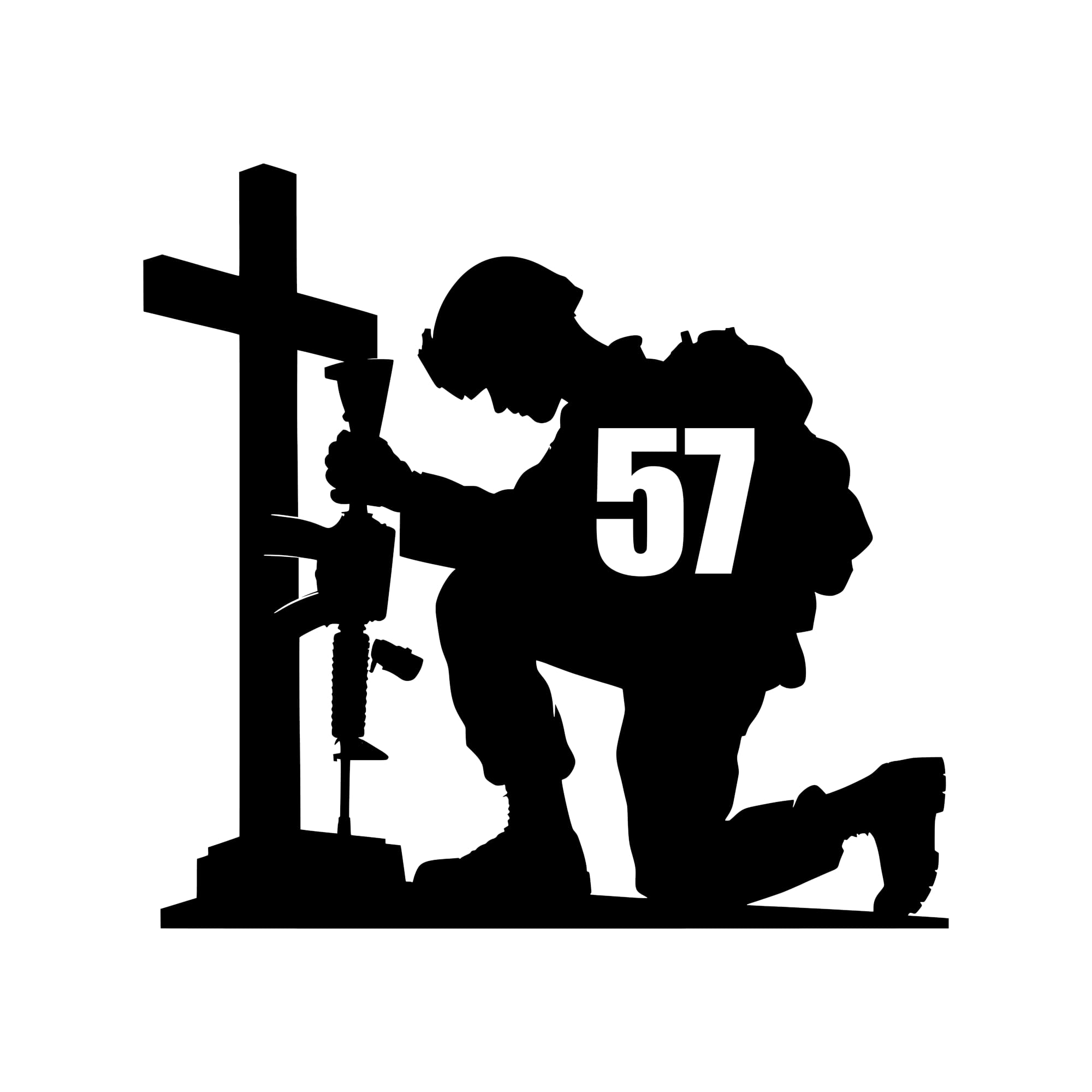Pack of 4 Soldier Kneeling Number Waterproof Sticker