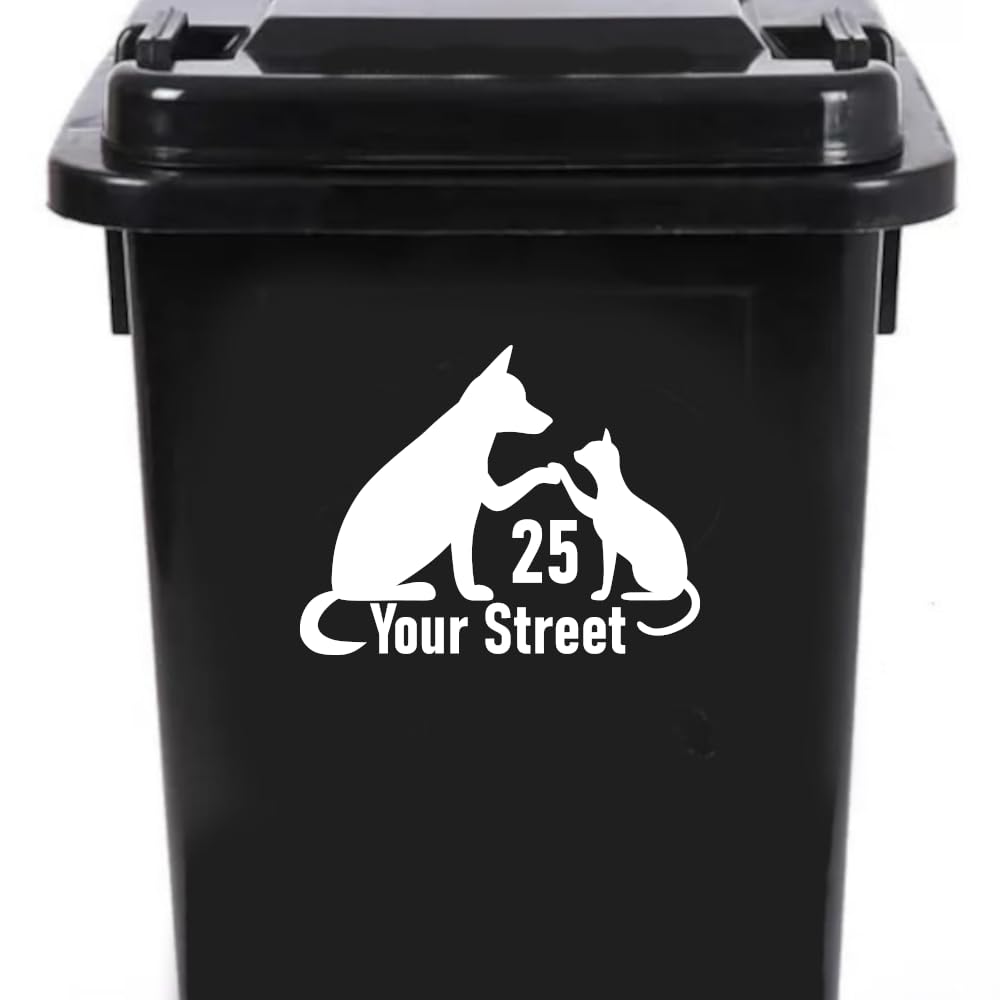 Pack of 3 Dog and Cat Print Wheelie Bin Stickers