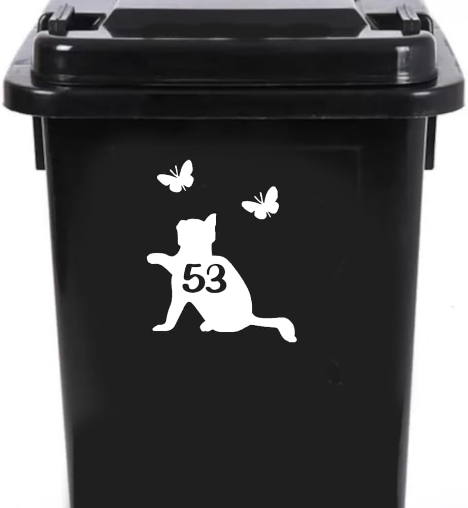 4 Pack Cat & Butterflies Number Sticker