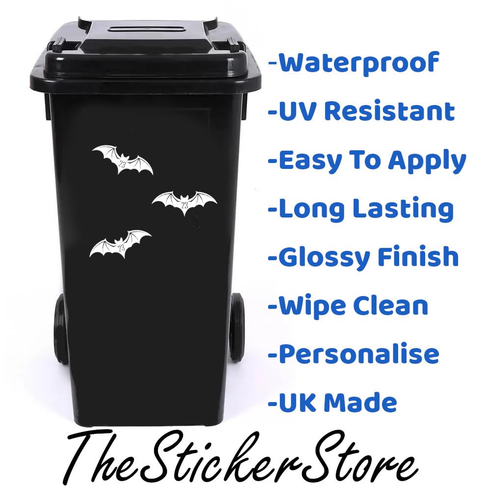 Multi Pack Bat Silhouette Wheelie Bin Number Sticker