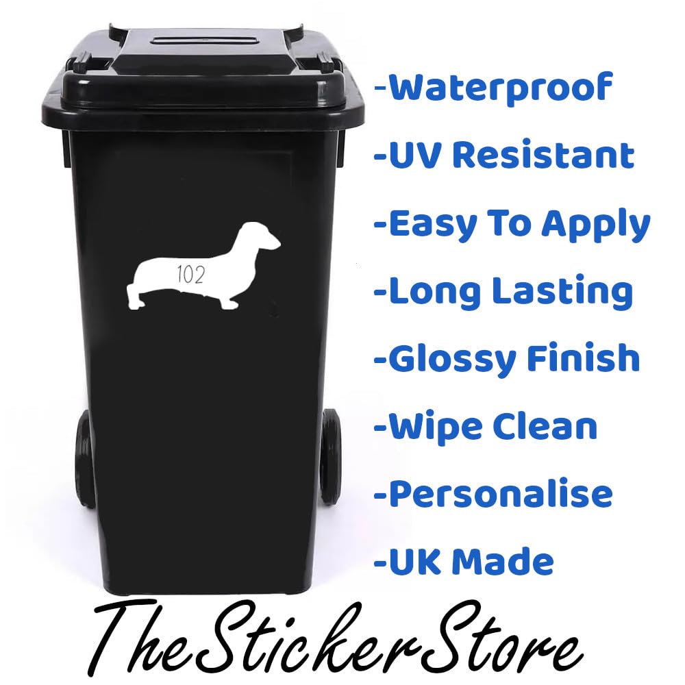 3 Pack Dachshund Dog Silhouette Wheelie Bin Stickers