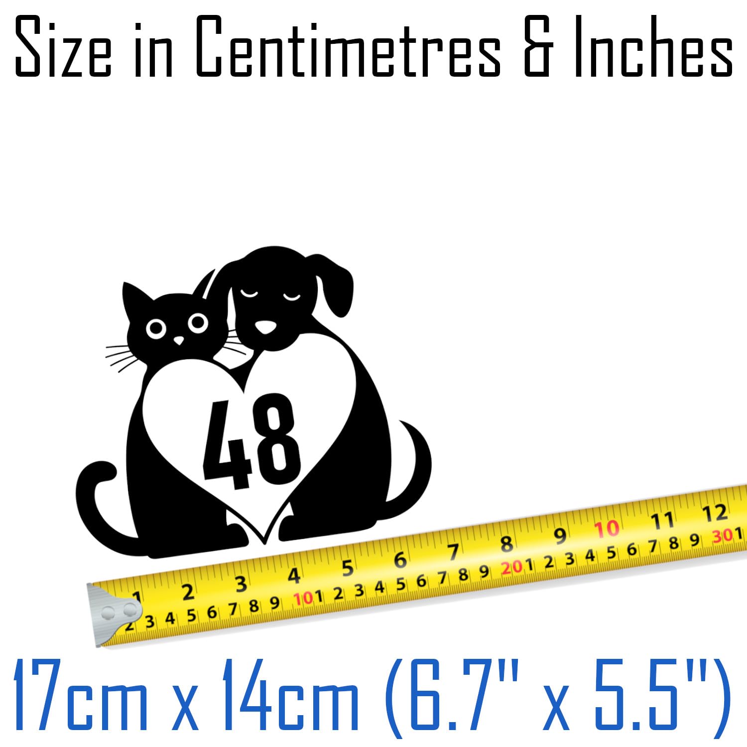 Multi Pack Cat and Dog Love Heart House Number Stickers