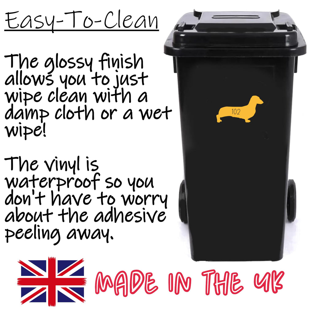 3 Pack Dachshund Dog Silhouette Wheelie Bin Stickers