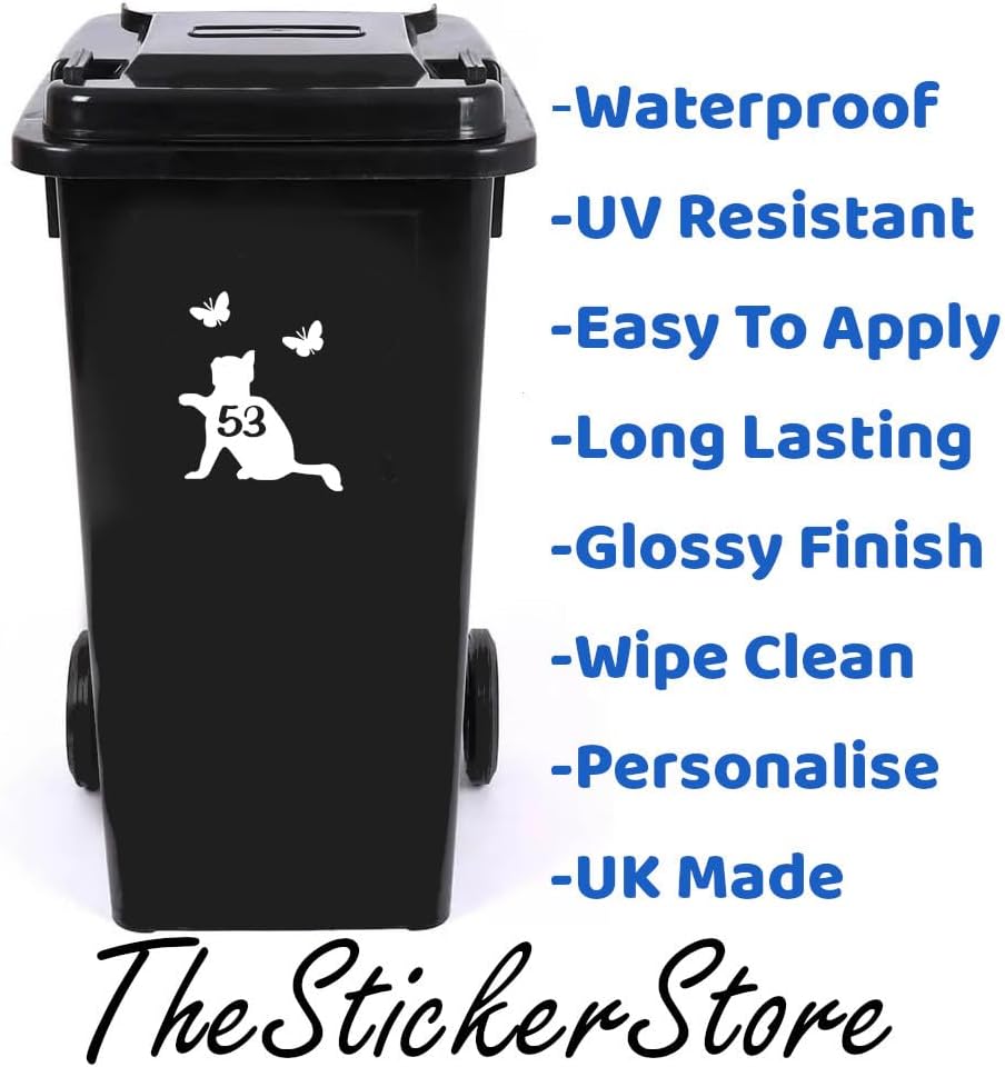 4 Pack Cat & Butterflies Number Sticker