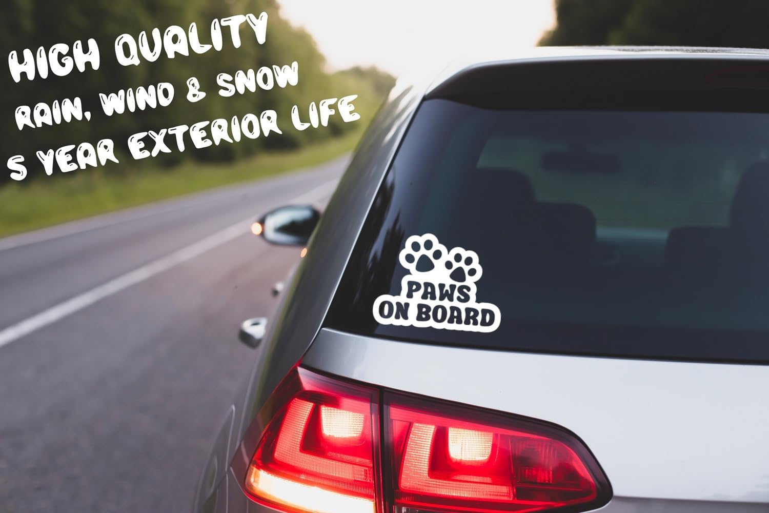 Paws On Board & 6 Paw Print Car Sticker