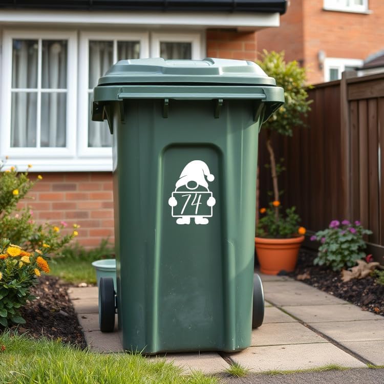 Gnome Number Wheelie Bin Sticker