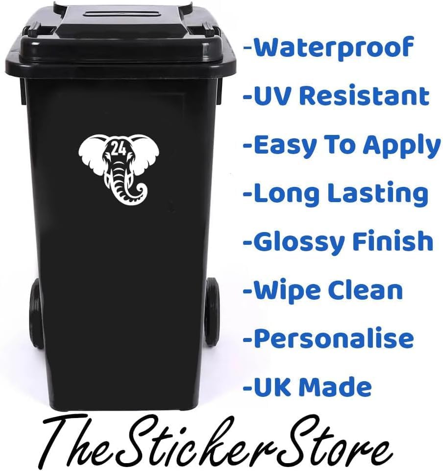 Elephant Number Wheelie Bin Sticker