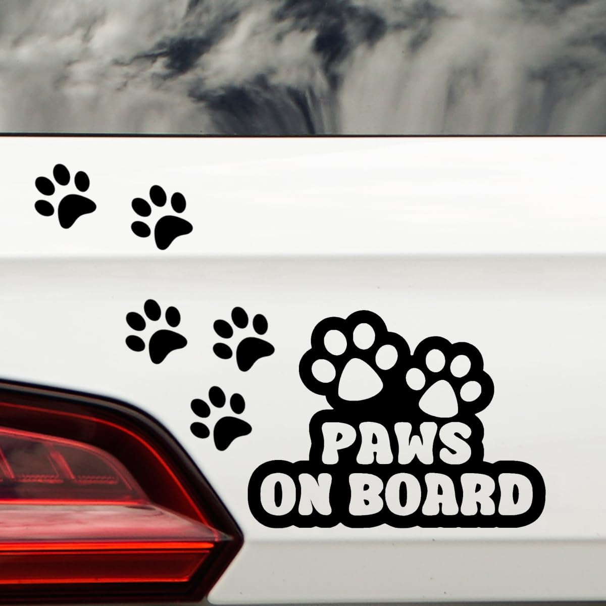 Paws On Board & 6 Paw Print Car Sticker