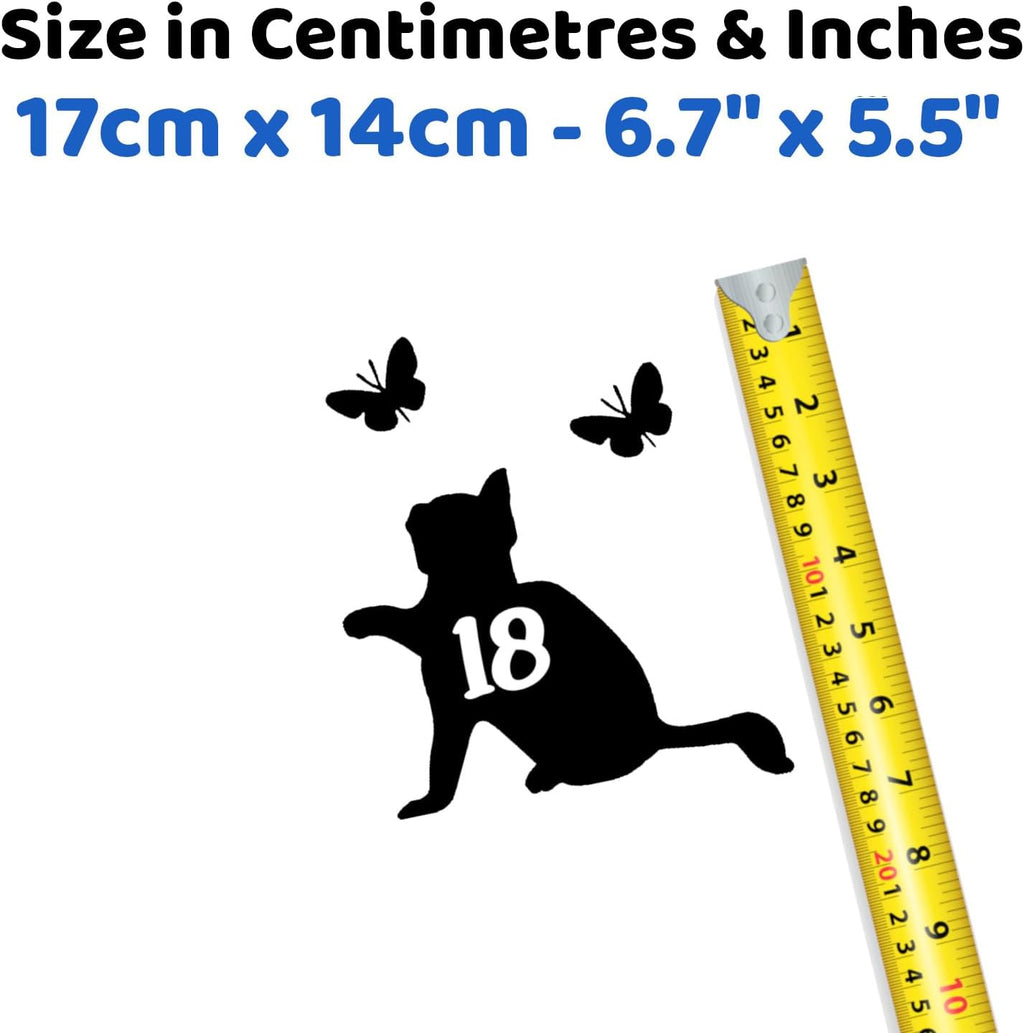 4 Pack Cat & Butterflies Number Sticker
