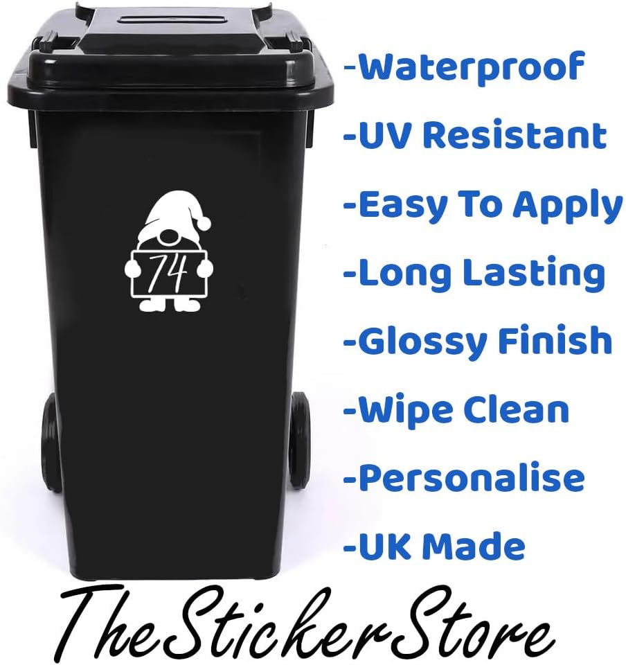 Gnome Number Wheelie Bin Sticker