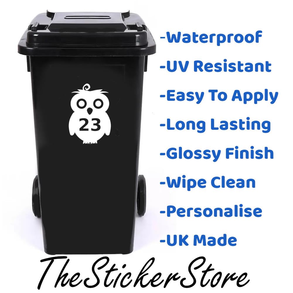 Pack of 4 Owl Wheelie Bin Stickers