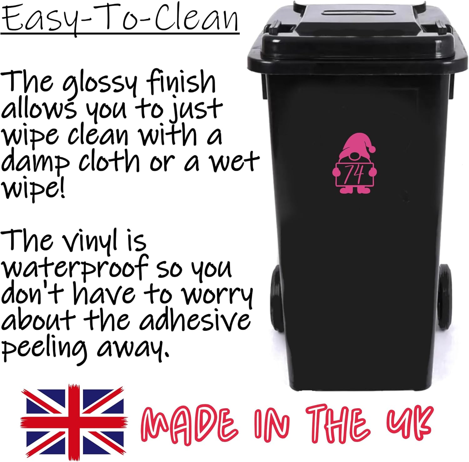 Gnome Number Wheelie Bin Sticker