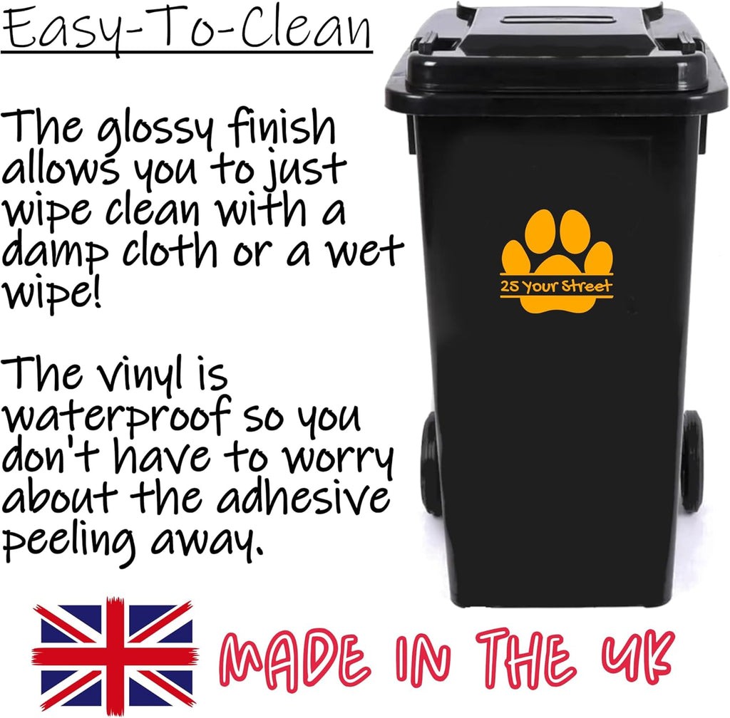 Multi Pack Dog/Cat Paw Print Wheelie Bin Number Stickers