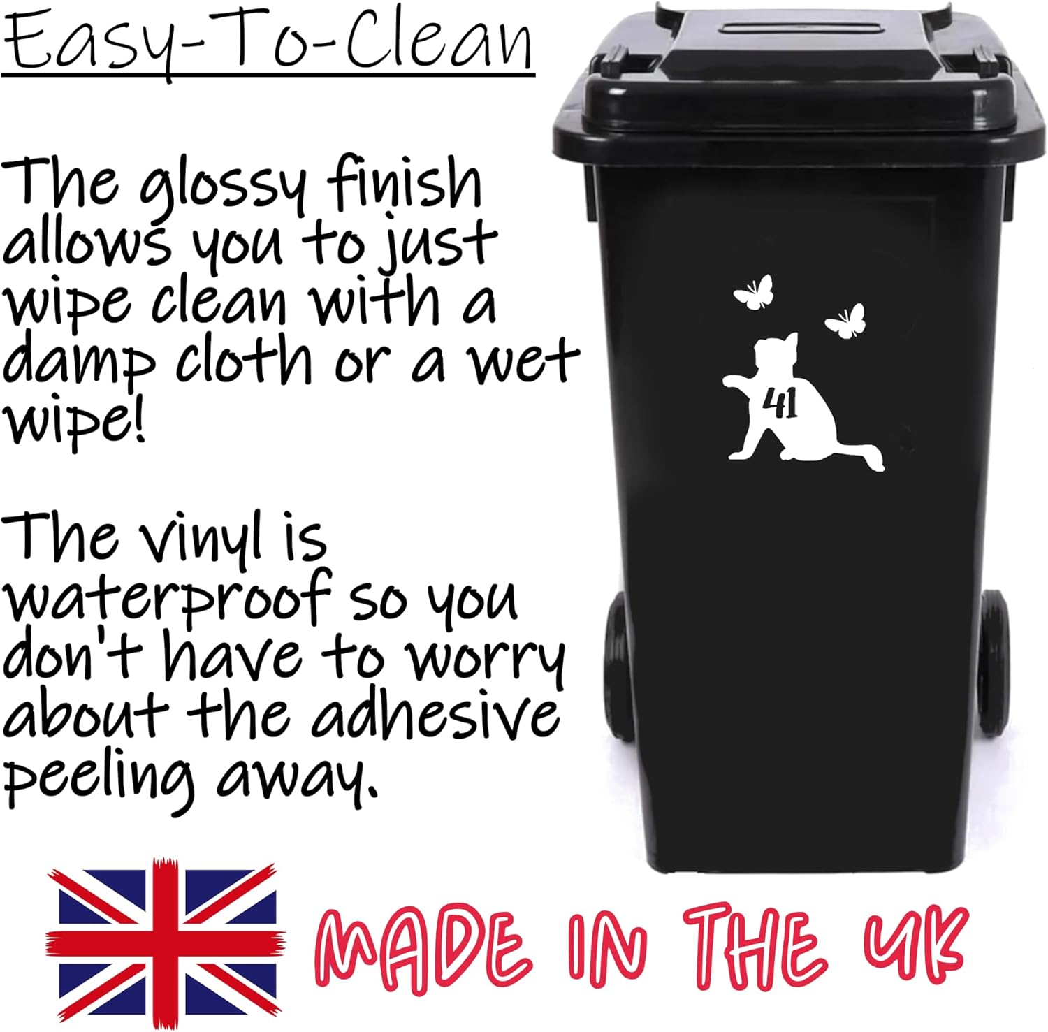 4 Pack Cat & Butterflies Number Sticker