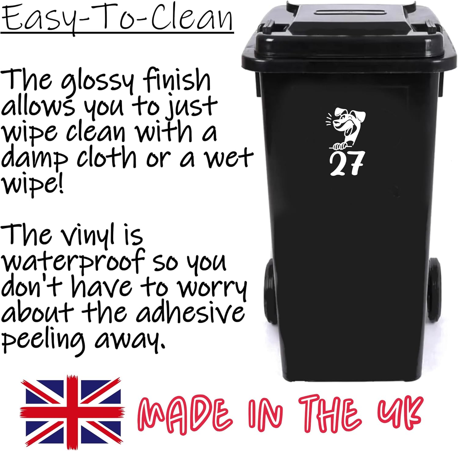 3 Pack Dog Laughing Wheelie Bin Number Stickers