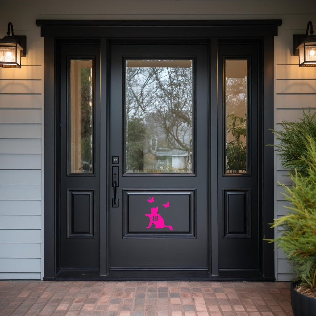 4 Pack Cat & Butterflies Number Sticker