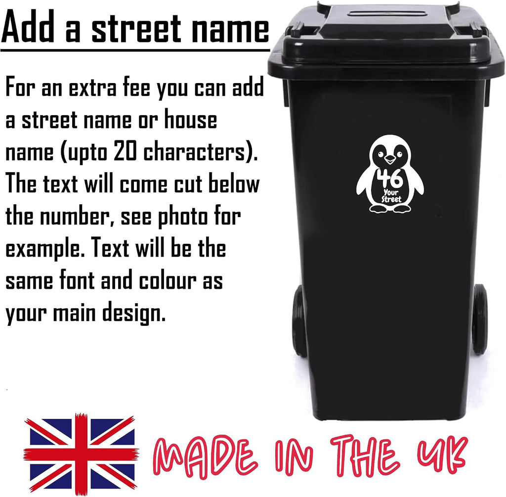 Penguin Wheelie Bin Number Stickers