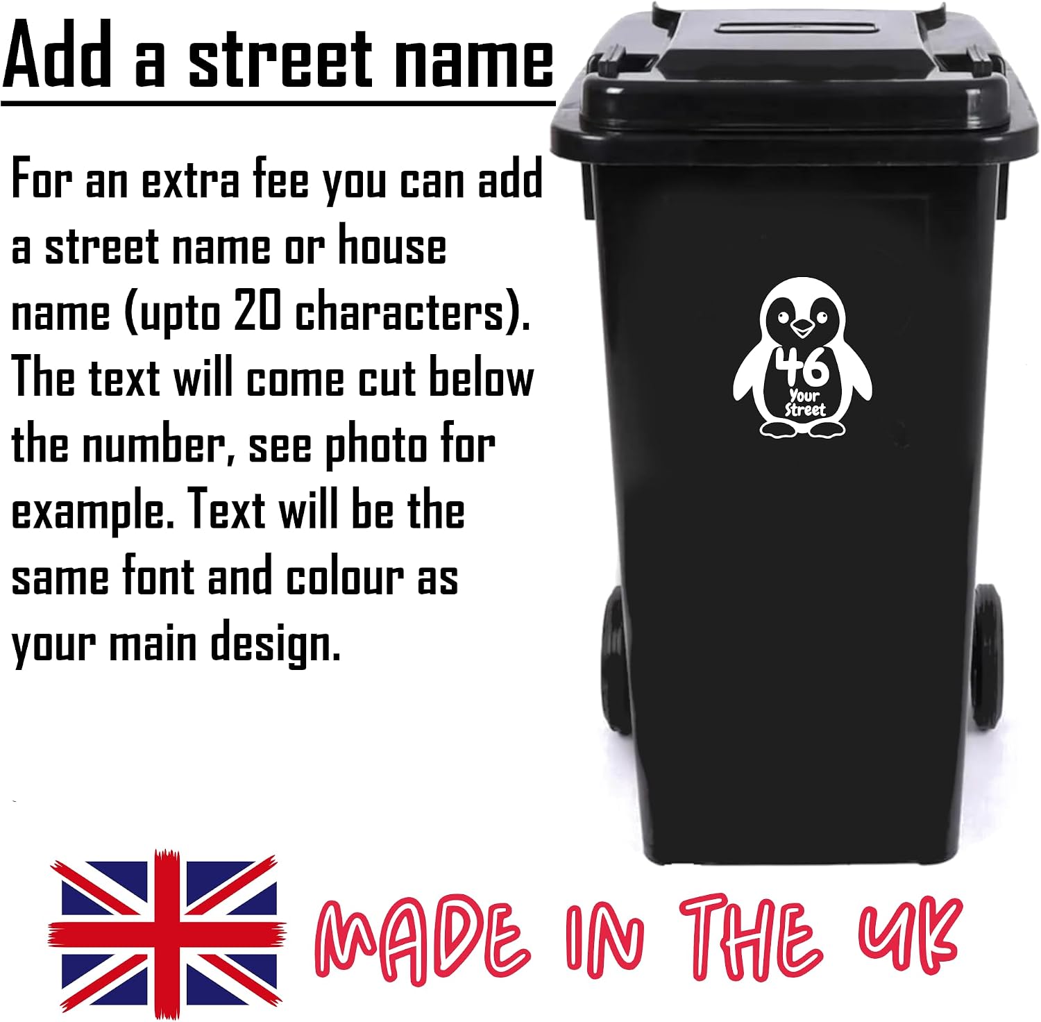 Penguin Wheelie Bin Number Stickers