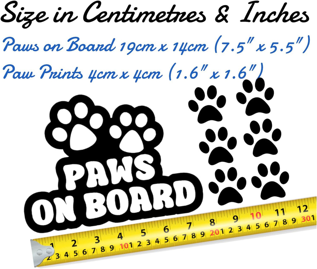Paws On Board & 6 Paw Print Car Sticker
