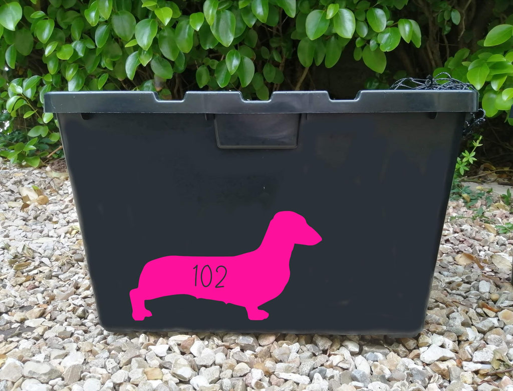 3 Pack Dachshund Dog Silhouette Wheelie Bin Stickers