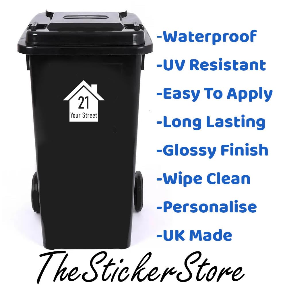 Pack of 3 House Silhouette Waterproof Wheelie Bin Stickers