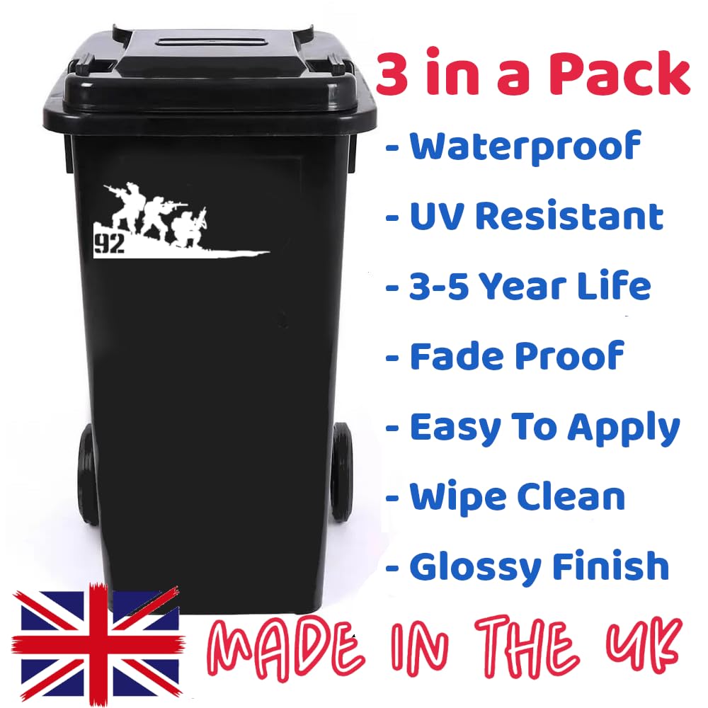 Pack of 3 Soldiers Wheelie Bin Number Sticker