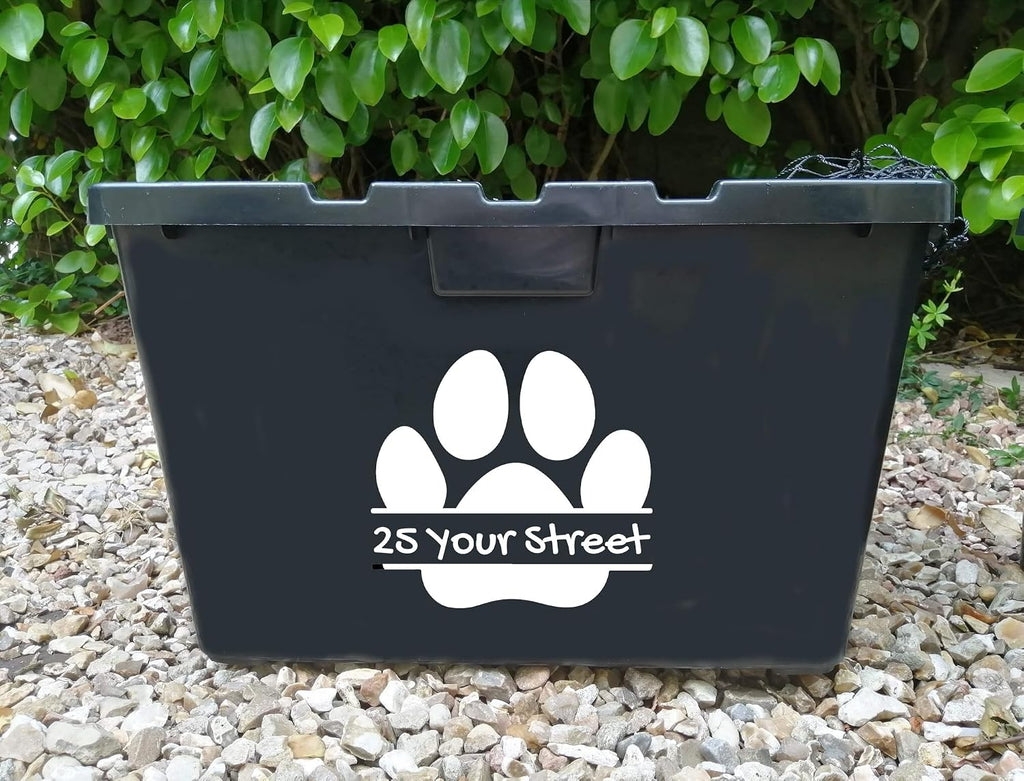 Multi Pack Dog/Cat Paw Print Wheelie Bin Number Stickers