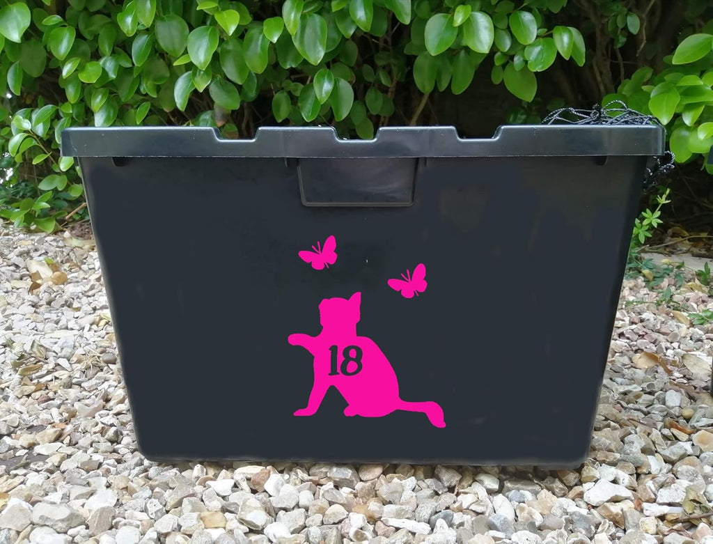 4 Pack Cat & Butterflies Number Sticker