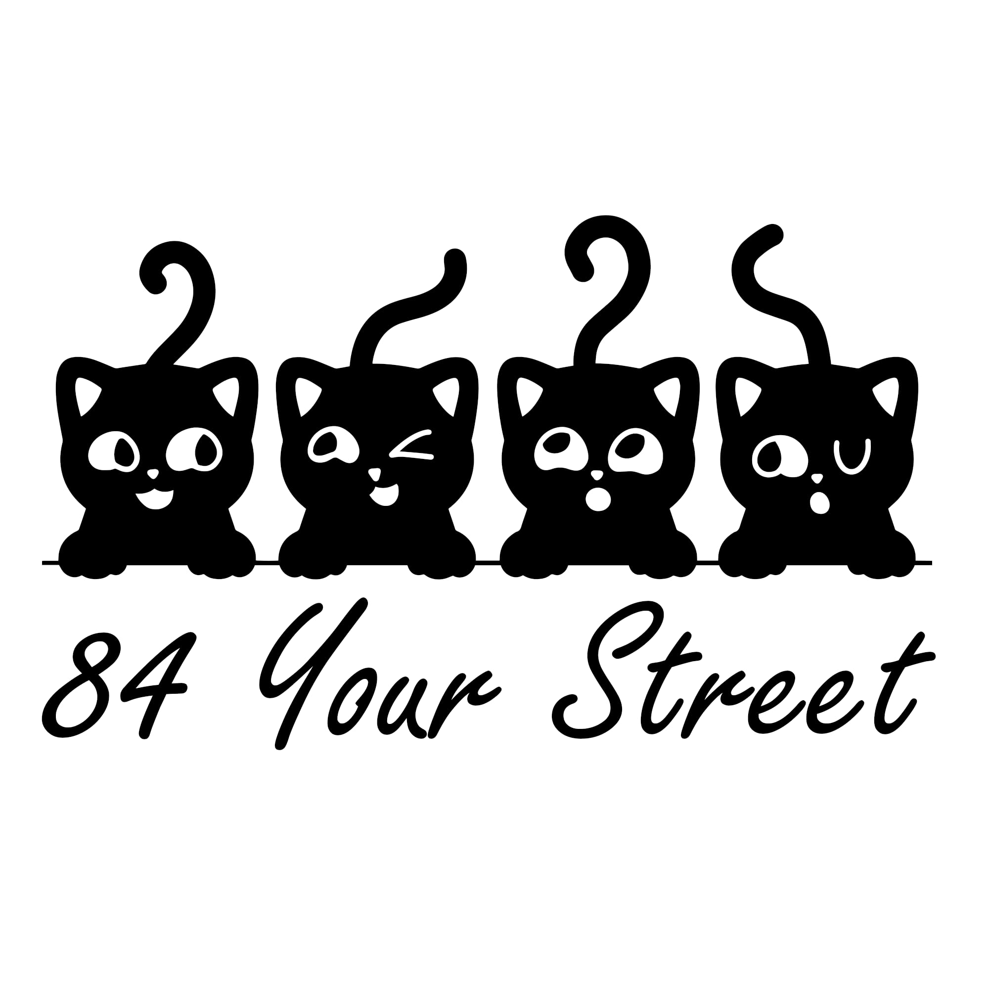 Pack of 3 Cute Cat's Peeking Number & Street Name Sticker