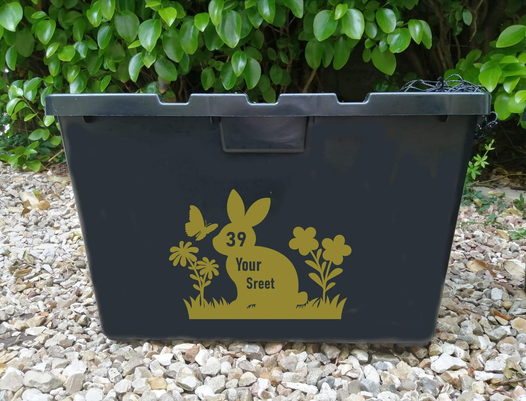 Pack of 3 Bunny Rabbit & Butterfly Waterproof Wheelie Bin Stickers