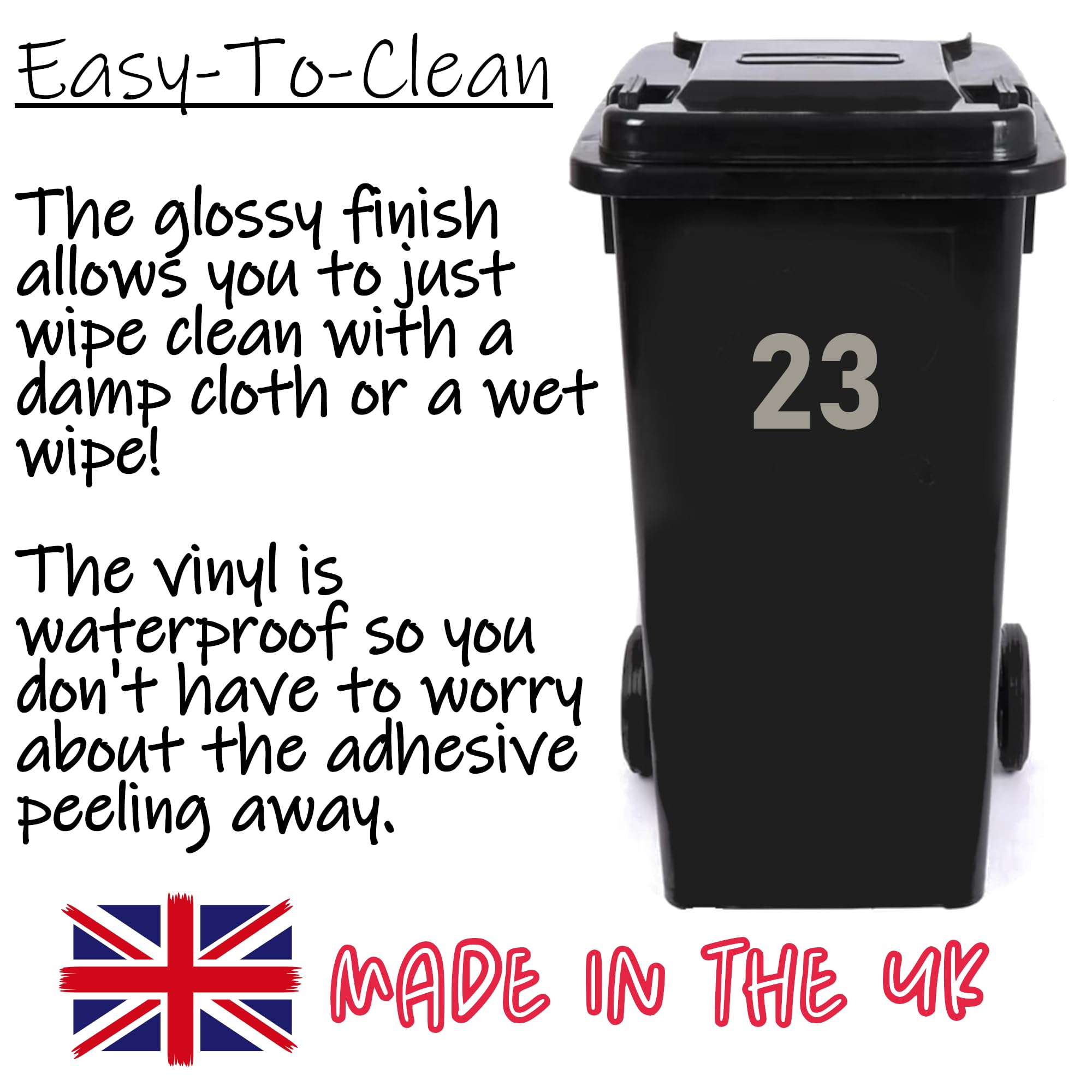 Simple Font Wheelie Bin Stickers