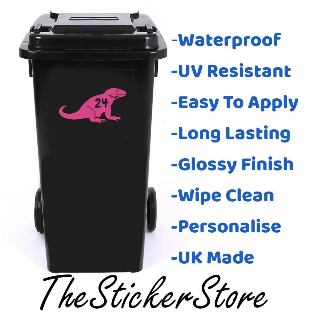 3 Pack Komodo Dragon Wheelie Bin Number Sticker