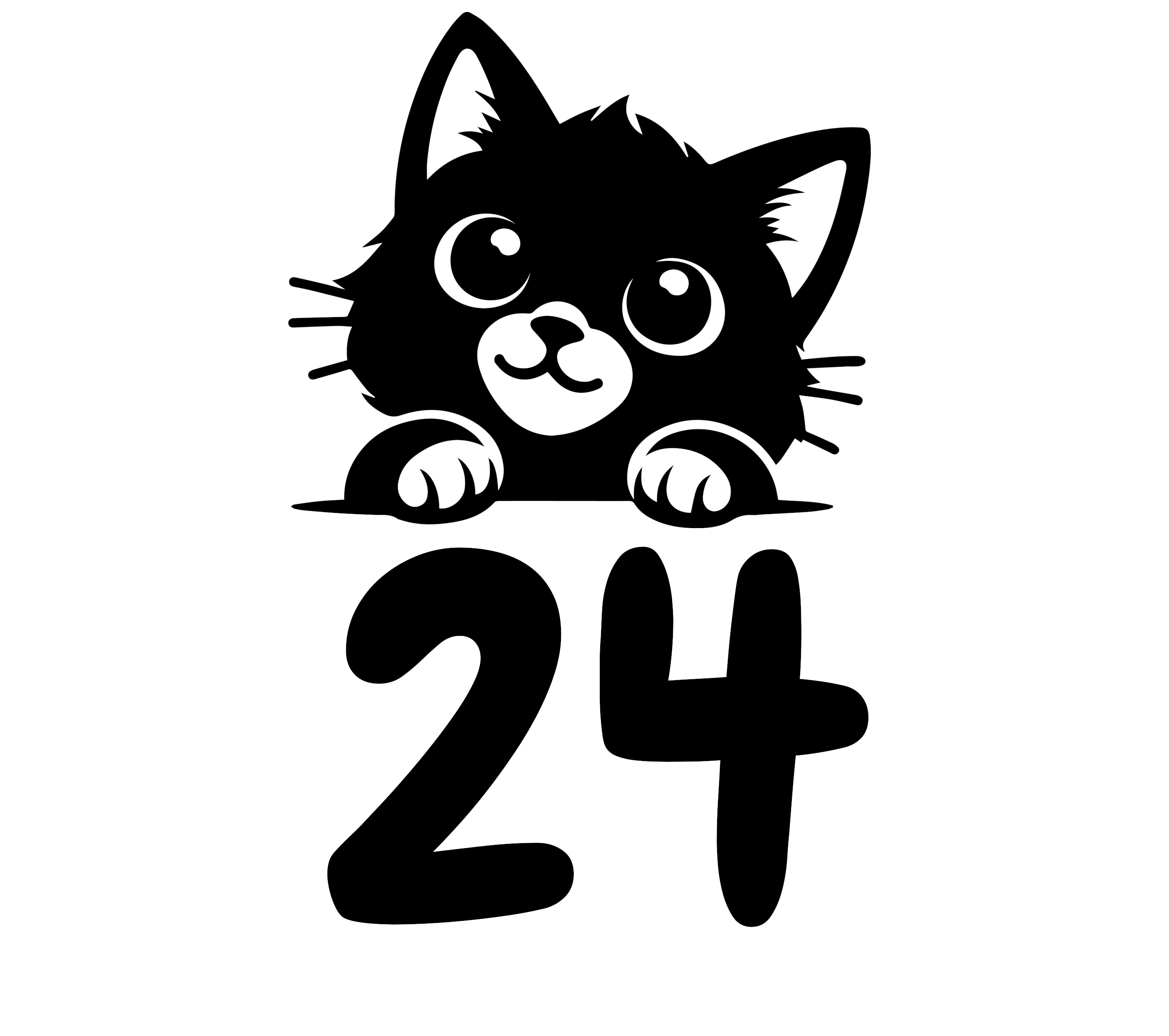 Multi Pack Cute Cat Peering Number Sticker