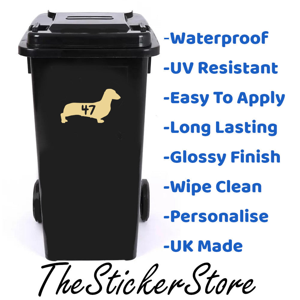 3 Pack Dachshund Dog Silhouette Wheelie Bin Stickers