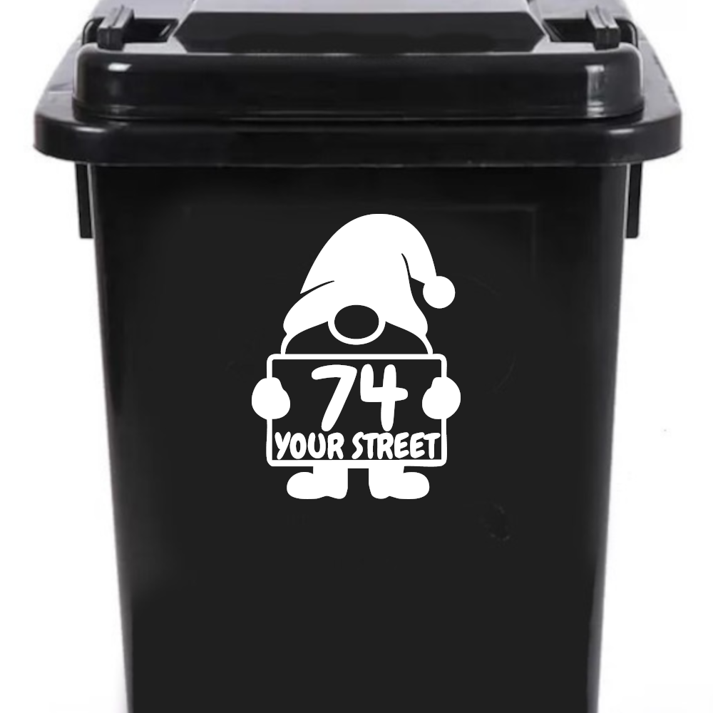 Gnome Number Wheelie Bin Sticker
