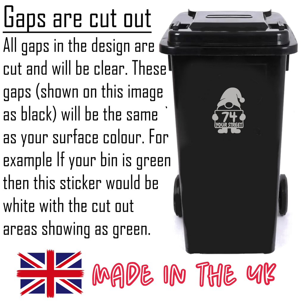 Gnome Number Wheelie Bin Sticker