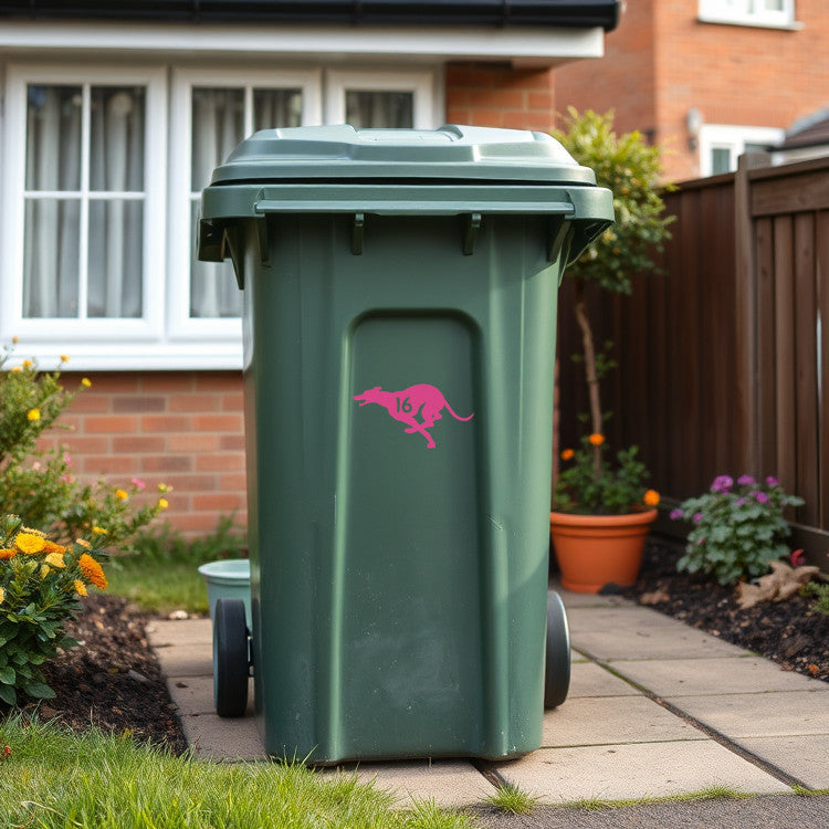 3 Pack Greyhound Waterproof Wheelie Bin Number Stickers