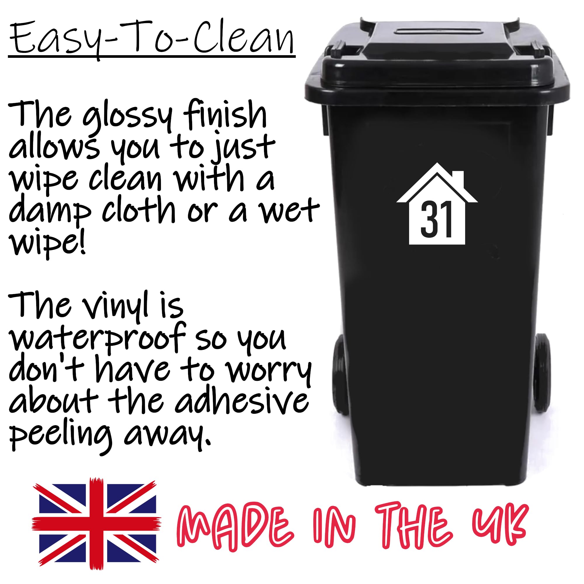 House Silhouette Waterproof Wheelie Bin Stickers